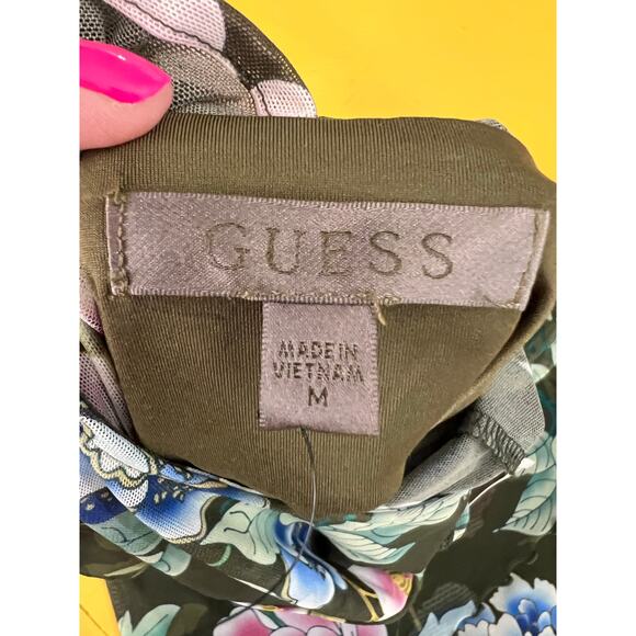 Guess Sheer Top Floral Dress Size M NWOT STUNNING! - Picture 8 of 9